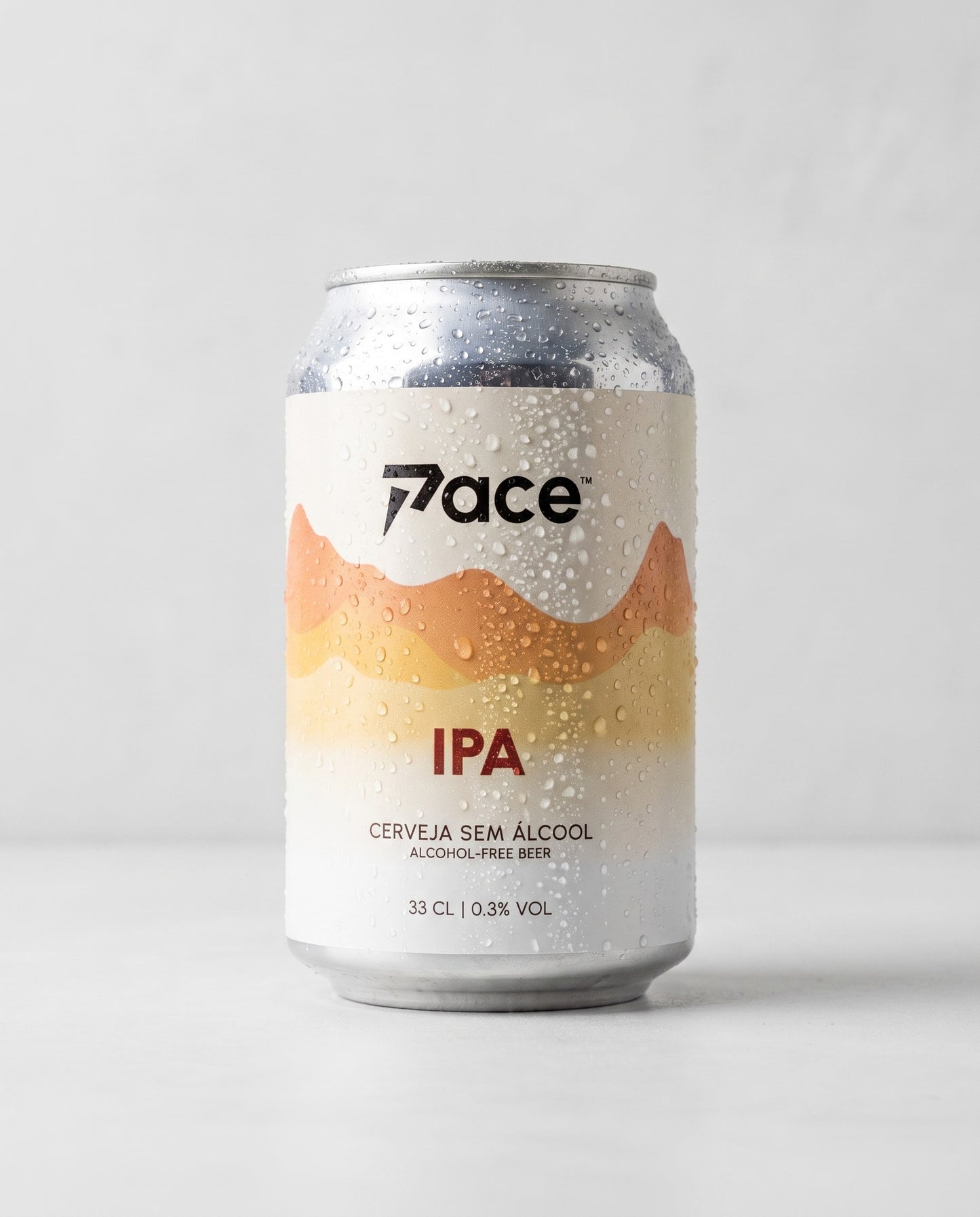 Pace IPA 0.3% functional alcohol-free beer can front view on concrete background