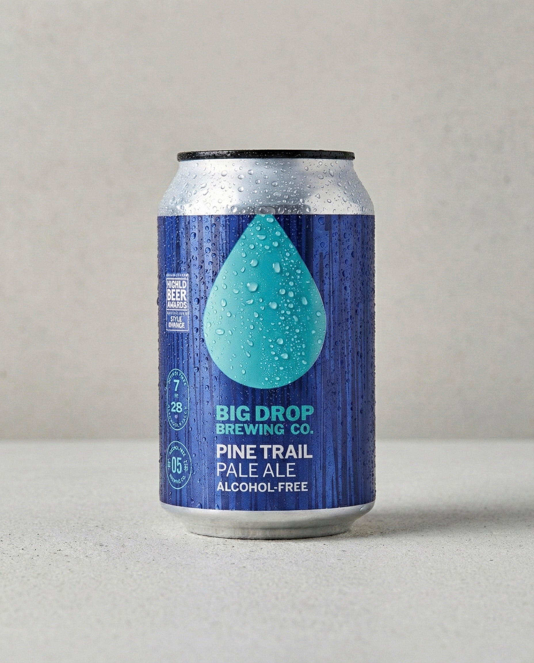 Big Drop Pine Trail Pale Ale can front view on concrete background