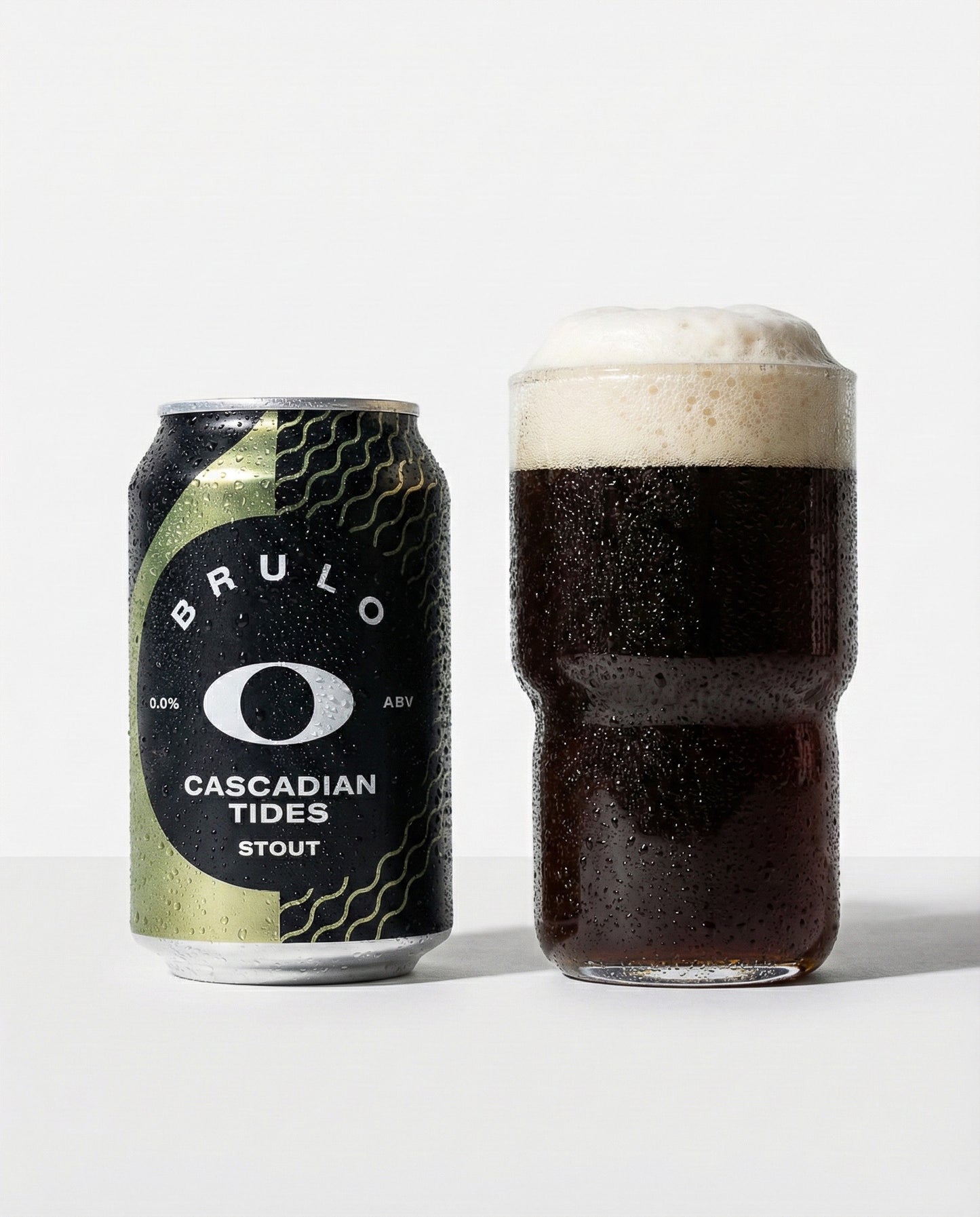 Brulo Cascadian Tides poured into a glass with foam head