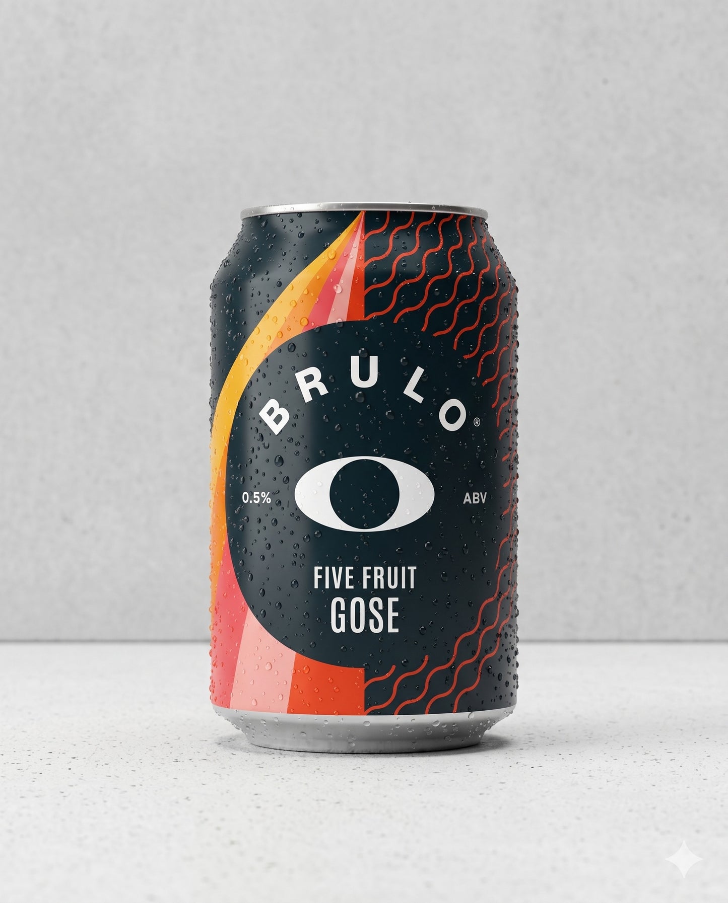 Brulo Five Fruit Gose can front view on concrete background