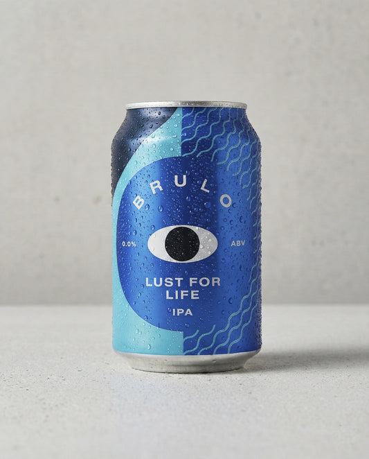Brulo Lust for Life can front view on concrete background