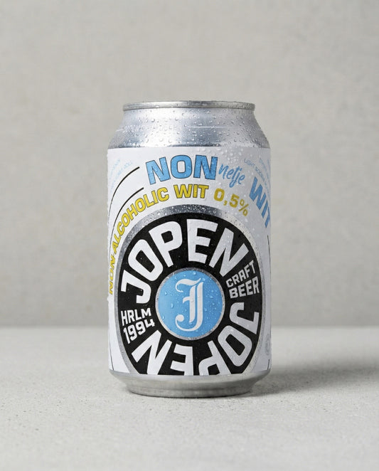 Jopen Nonnetje Wit can front view on concrete background