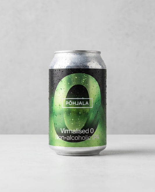 Põhjala Virmalised 0.5% alcohol-free citrus IPA can front view on concrete background