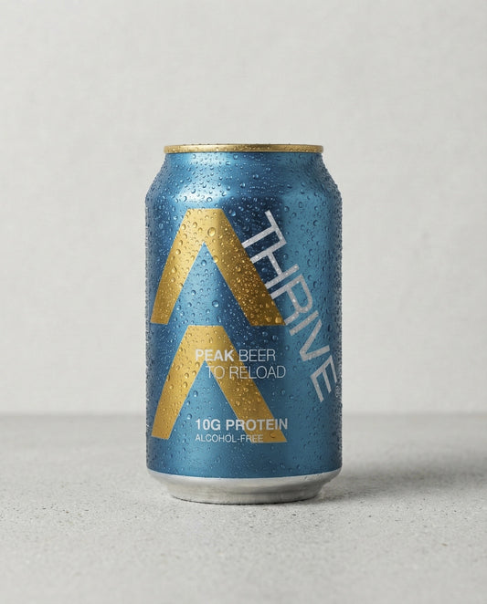 Thrive Peak Beer can front view on concrete background