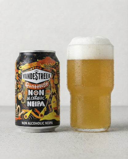 Vandestreek Funhouse poured into a glass with foam head