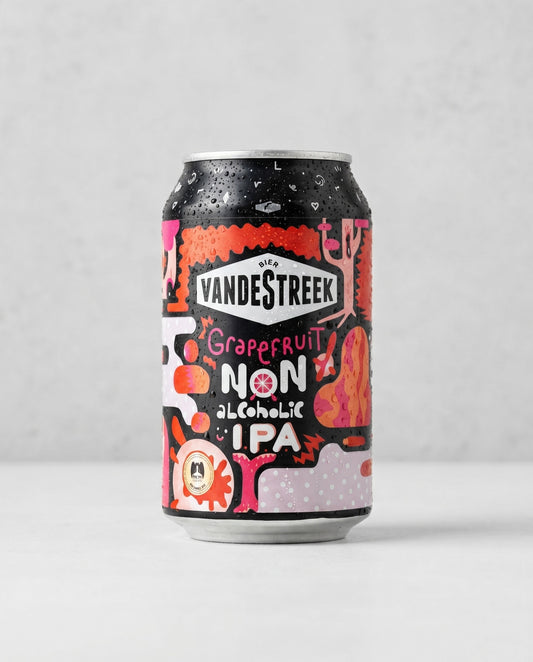 Vandestreek Grapefruit IPA 0.5% alcohol-free can front view on concrete background